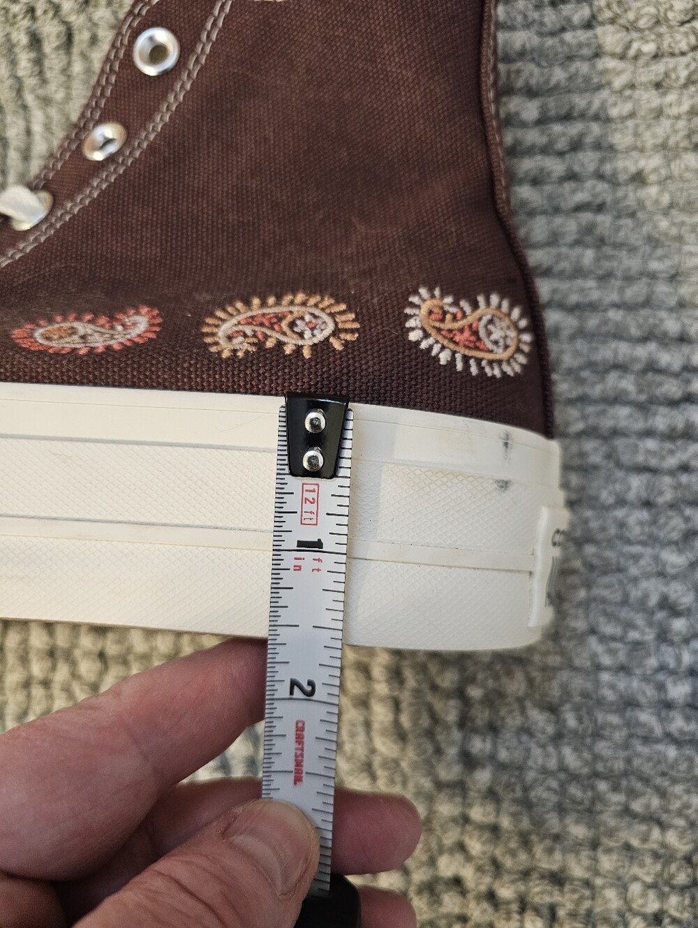 Converse Chuck Taylor High-Top Sneakers With Embroidered Paisley Accents-Brown - Picture 7 of 7